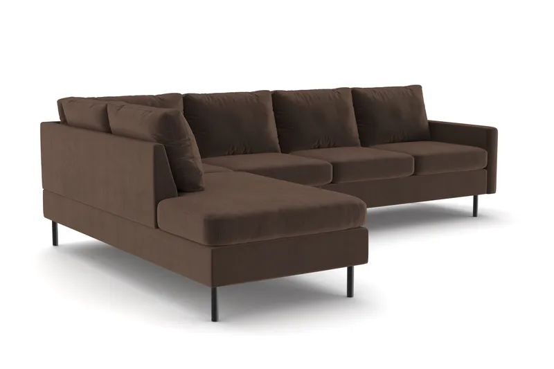 Peppe 4-sits Vänstervänd L-formad Schäslongsoffa i Manchester - Brun - Möbler - Vardagsrum - Soffor - Divansoffa & schäslong