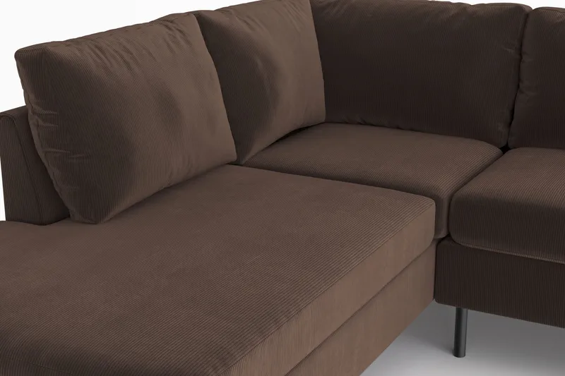 Peppe 4-sits Vänstervänd L-formad Schäslongsoffa i Manchester - Brun - Möbler - Vardagsrum - Soffor - Divansoffa & schäslong