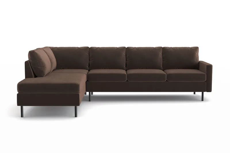 Peppe 4-sits Vänstervänd L-formad Schäslongsoffa i Manchester, Brun