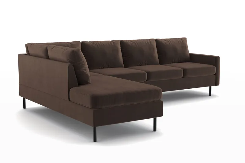 Peppe 4-sits Vänstervänd L-formad Schäslongsoffa i Manchester - Brun - Möbler - Vardagsrum - Soffor - Divansoffa & schäslong