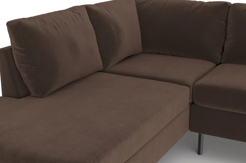 Peppe 4-sits Vänstervänd L-formad Schäslongsoffa i Manchester - Brun - Möbler - Vardagsrum - Soffor - Divansoffa & schäslong