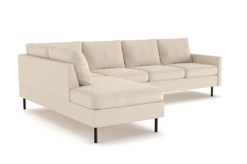 Peppe 4-sits Vänstervänd L-formad Schäslongsoffa i Manchester - Greige - Möbler - Vardagsrum - Soffor - Divansoffa & schäslong