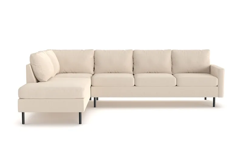 Peppe 4-sits Vänstervänd L-formad Schäslongsoffa i Manchester - Greige - Möbler - Vardagsrum - Soffor - Divansoffa & schäslong