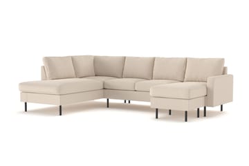 Peppe 4-sits Vänstervänd U-formad Soffa med Divan och Schäslong i Manchester - Greige - Möbler - Vardagsrum - Soffor - U-soffor