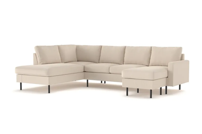 Peppe 4-sits Vänstervänd U-formad Soffa med Divan och Schäslong i Manchester - Greige - Möbler - Vardagsrum - Soffor - U-soffor