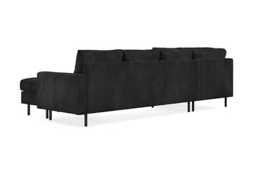 Peppe 4-sits Vänstervänd U-formad Soffa med Divan och Schäslong i Manchester - Svart - Möbler - Vardagsrum - Soffor - U-soffor