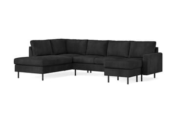 Peppe 4-sits Vänstervänd U-formad Soffa med Divan och Schäslong i Manchester - Svart - Möbler - Vardagsrum - Soffor - U-soffor