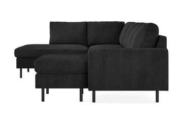 Peppe 4-sits Vänstervänd U-formad Soffa med Divan och Schäslong i Manchester - Svart - Möbler - Vardagsrum - Soffor - U-soffor