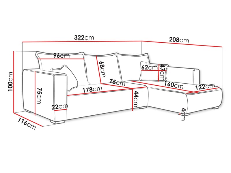 Puente 4-sits Soffa med divan - rostbrun - Möbler - Vardagsrum - Soffor - Hörnsoffor