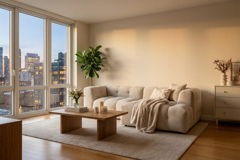 Puffy 3-sits bubblig soffa med divan höger - Beige - Möbler - Vardagsrum - Soffor - Divansoffa & schäslong