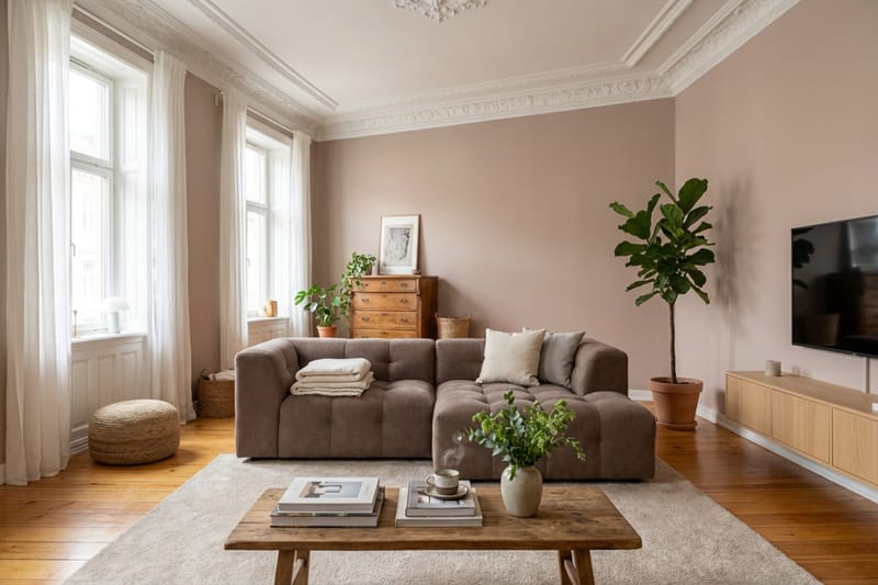 Puffy 3-sits bubblig soffa med divan höger - Brun - Möbler - Vardagsrum - Soffor - Divansoffa & schäslong