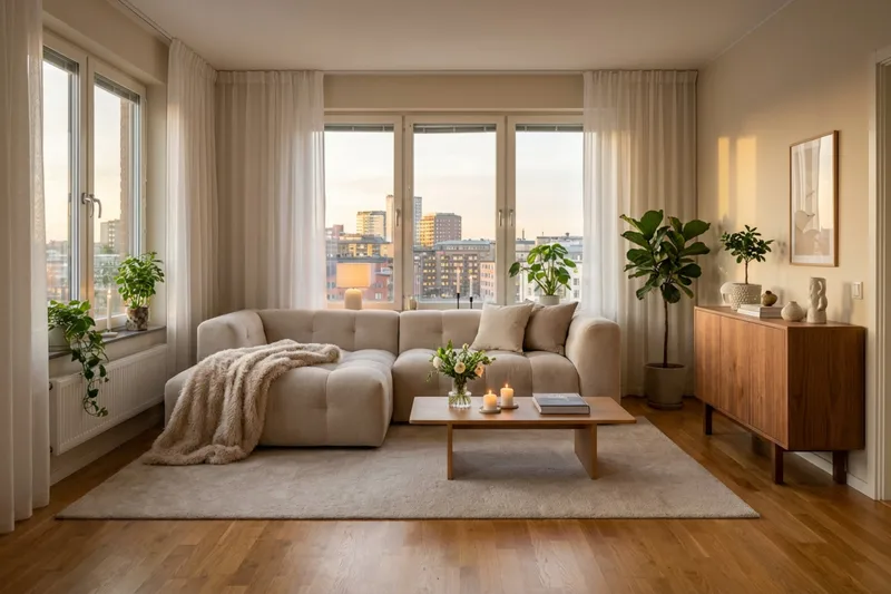 Puffy 3-sits bubblig soffa med divan vänster - Beige - Möbler - Vardagsrum - Soffor - Divansoffa & schäslong