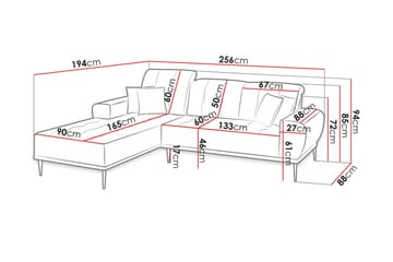 Rapale 3-sits Soffa med Divan Vänster med Kuddar - Grön - Möbler - Vardagsrum - Soffor - Divansoffa & schäslong