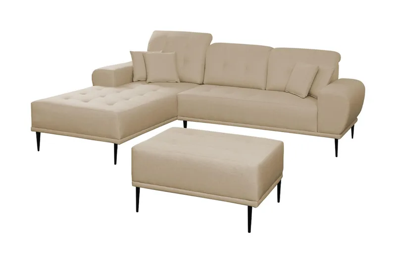 Rapale Soffgrupp Vänster med Fotpall, Beige