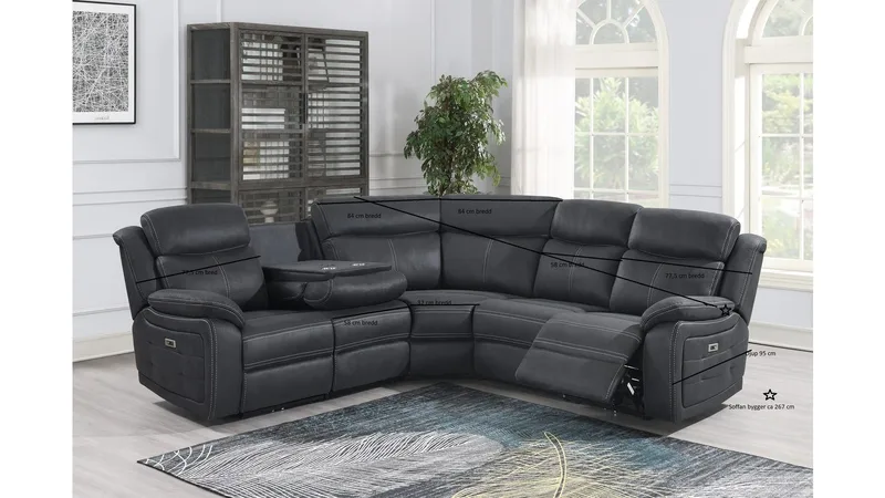 Reclinerhörnsoffa Rindal Elektrisk - grå - Möbler - Vardagsrum - Soffor - Reclinersoffor & Biosoffor