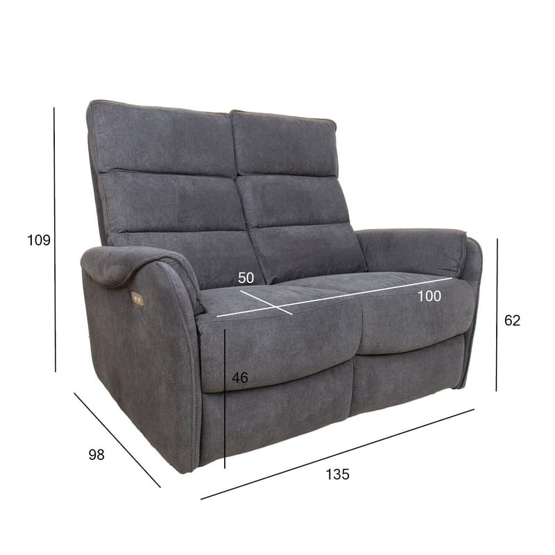 Reclinersoffa Dalsor 2-sits med elektrisk mekanism - Grå - Möbler - Vardagsrum - Soffor - Reclinersoffor & Biosoffor