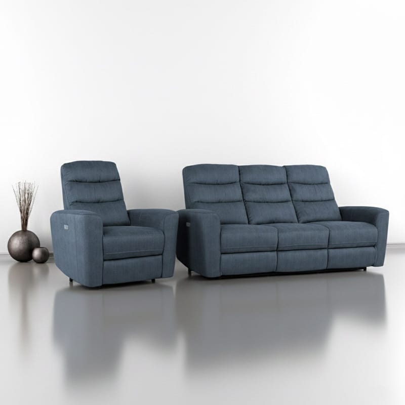 Reclinersoffa Darvi 3-sits med elektrisk mekanism - blå - Möbler - Vardagsrum - Soffor - Reclinersoffor & Biosoffor