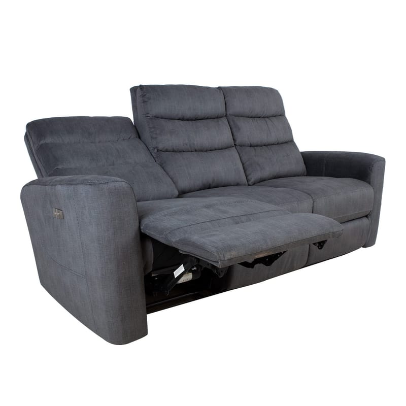Reclinersoffa Darvi 3-sits med elektrisk mekanism - Grå sammet - Möbler - Vardagsrum - Soffor - Reclinersoffor & Biosoffor
