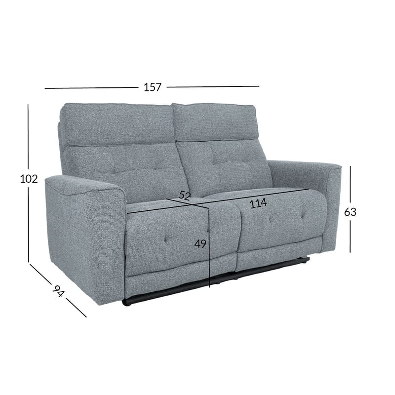 Reclinersoffa Glendor 2-sits med elektrisk mekanism - Blågrå - Möbler - Vardagsrum - Soffor - Reclinersoffor & Biosoffor