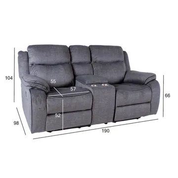 Reclinersoffa Iskmar 2-sits med manuell mekanism - grå - Möbler - Vardagsrum - Soffor - Reclinersoffor & Biosoffor