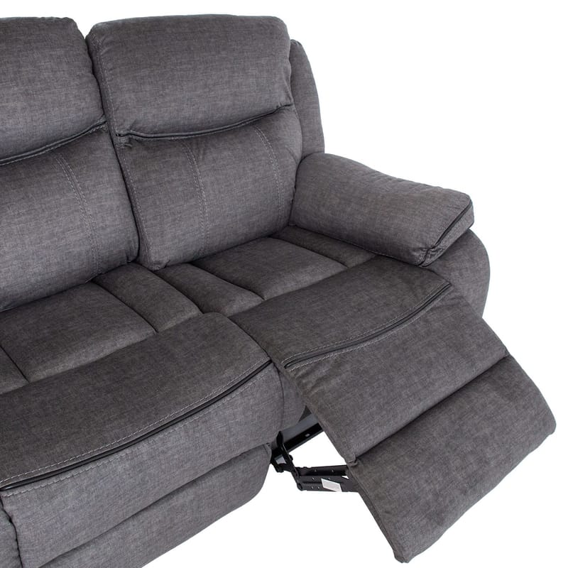 Reclinersoffa Iskmar 3-sits med manuell mekanism - Grå - Möbler - Vardagsrum - Soffor - Reclinersoffor & Biosoffor