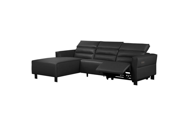 Reclinersoffa med hörn Loft24 Carpari Reclinersoffa 3-sits Black Left-faced Artificial leather - Möbler - Vardagsrum - Soffor - Reclinersoffor & Biosoffor