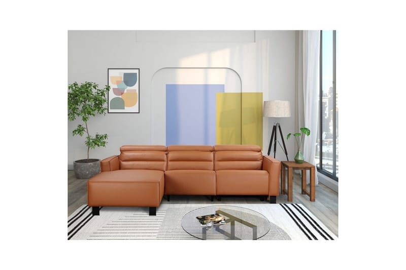 Reclinersoffa med hörn Loft24 Carpari Reclinersoffa 3-sits Brown Left-faced Artificial leather - Möbler - Vardagsrum - Soffor - Reclinersoffor & Biosoffor