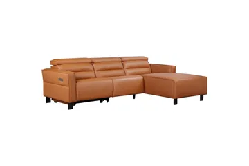 Reclinersoffa med hörn Loft24 Carpari Reclinersoffa 3-sits Brown Right-faced Artificial leather - Möbler - Vardagsrum - Soffor - Reclinersoffor & Biosoffor