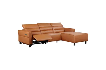 Reclinersoffa med hörn Loft24 Carpari Reclinersoffa 3-sits Brown Right-faced Artificial leather - Möbler - Vardagsrum - Soffor - Reclinersoffor & Biosoffor