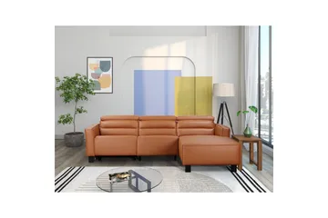 Reclinersoffa med hörn Loft24 Carpari Reclinersoffa 3-sits Brown Right-faced Artificial leather - Möbler - Vardagsrum - Soffor - Reclinersoffor & Biosoffor