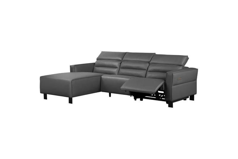 Reclinersoffa med hörn Loft24 Carpari Reclinersoffa 3-sits Grey Left-faced Artificial leather - Möbler - Vardagsrum - Soffor - Reclinersoffor & Biosoffor