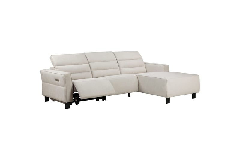 Reclinersoffa med hörn Loft24 Carpari Reclinersoffa 3-sits White Right-faced Belfast fabric - Möbler - Vardagsrum - Soffor - Reclinersoffor & Biosoffor
