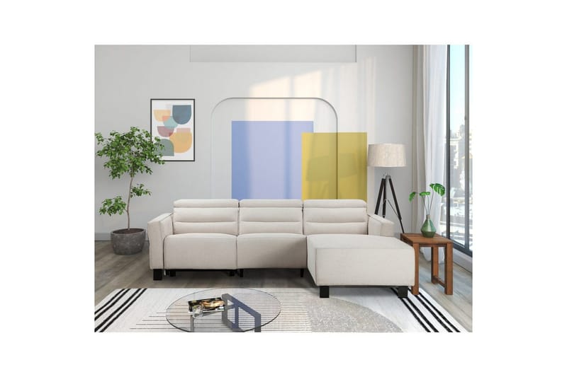 Reclinersoffa med hörn Loft24 Carpari Reclinersoffa 3-sits White Right-faced Belfast fabric - Möbler - Vardagsrum - Soffor - Reclinersoffor & Biosoffor