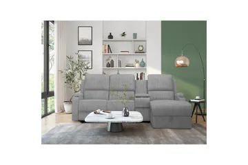 Reclinersoffa med hörn Loft24 Dallas Reclinersoffa 3-sits Grå Höger - Möbler - Vardagsrum - Soffor - Reclinersoffor & Biosoffor