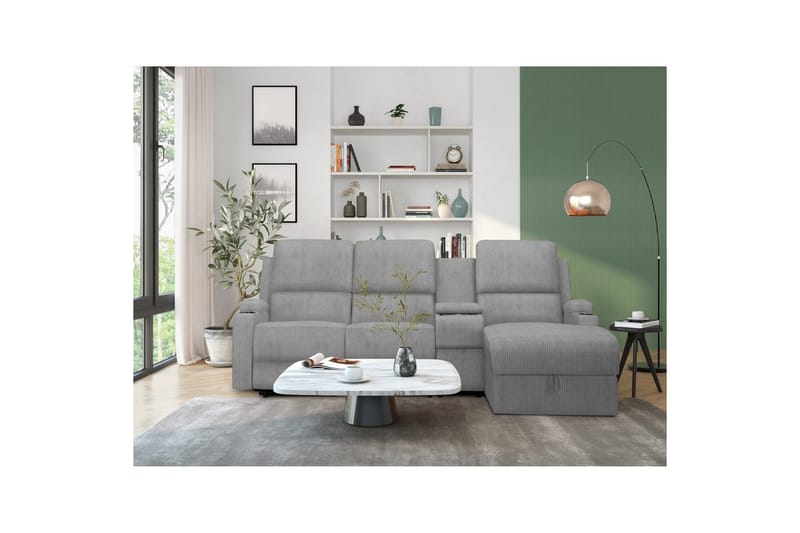 Reclinersoffa med hörn Loft24 Dallas Reclinersoffa 3-sits Grå Höger - Möbler - Vardagsrum - Soffor - Reclinersoffor & Biosoffor