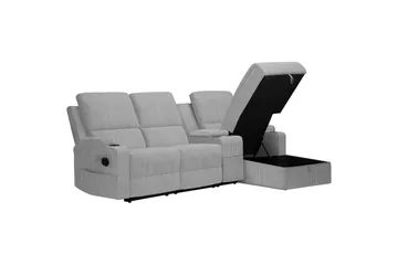 Reclinersoffa med hörn Loft24 Dallas Reclinersoffa 3-sits Grå Höger - Möbler - Vardagsrum - Soffor - Reclinersoffor & Biosoffor