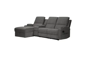 Reclinersoffa med hörn Loft24 Dallas Reclinersoffa 3-sits Grå Vänster - Möbler - Vardagsrum - Soffor - Reclinersoffor & Biosoffor