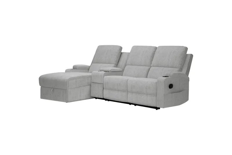 Reclinersoffa med hörn Loft24 Dallas Reclinersoffa 3-sits Grey Left-faced - Möbler - Vardagsrum - Soffor - Reclinersoffor & Biosoffor