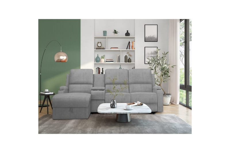Reclinersoffa med hörn Loft24 Dallas Reclinersoffa 3-sits Grey Left-faced - Möbler - Vardagsrum - Soffor - Reclinersoffor & Biosoffor