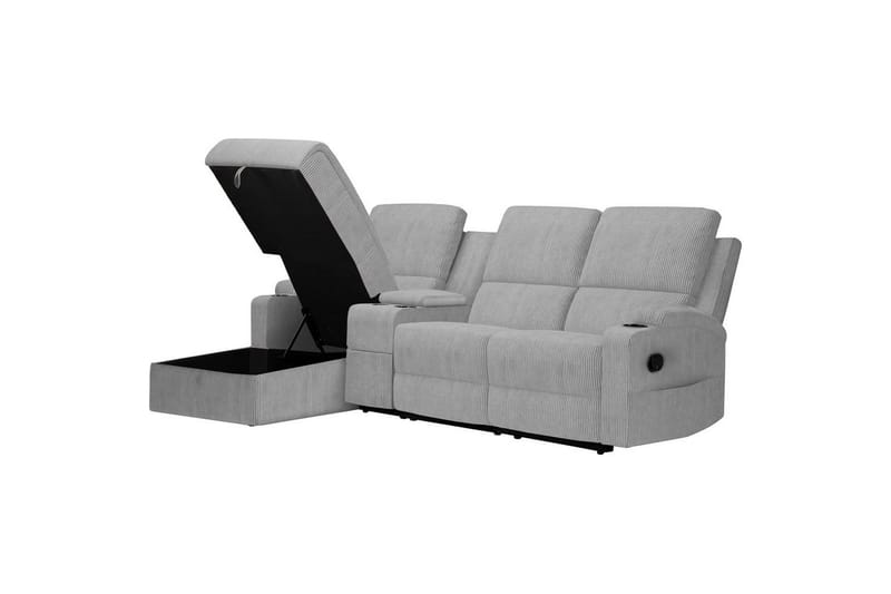 Reclinersoffa med hörn Loft24 Dallas Reclinersoffa 3-sits Grey Left-faced - Möbler - Vardagsrum - Soffor - Reclinersoffor & Biosoffor