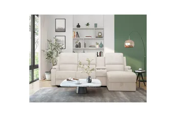 Reclinersoffa med hörn Loft24 Dallas Reclinersoffa 3-sits Vit Höger - Möbler - Vardagsrum - Soffor - Reclinersoffor & Biosoffor