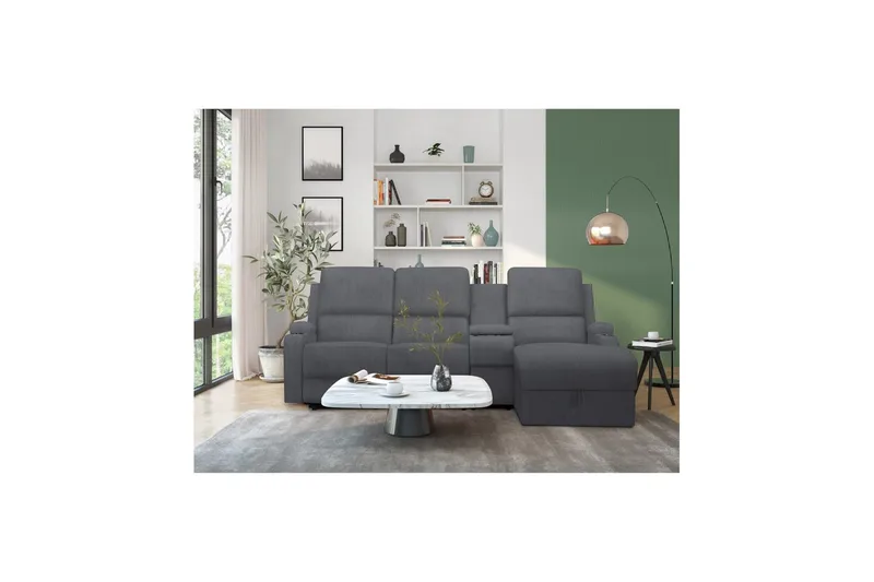 Reclinersoffa med hörn Loft24 Hörnsoffa 3-sits Loft24 Dallas Grey Right-faced - Möbler - Vardagsrum - Soffor - Reclinersoffor & Biosoffor