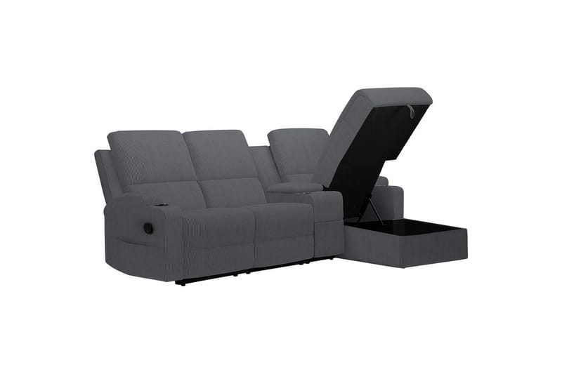 Reclinersoffa med hörn Loft24 Hörnsoffa 3-sits Loft24 Dallas Grey Right-faced - Möbler - Vardagsrum - Soffor - Reclinersoffor & Biosoffor