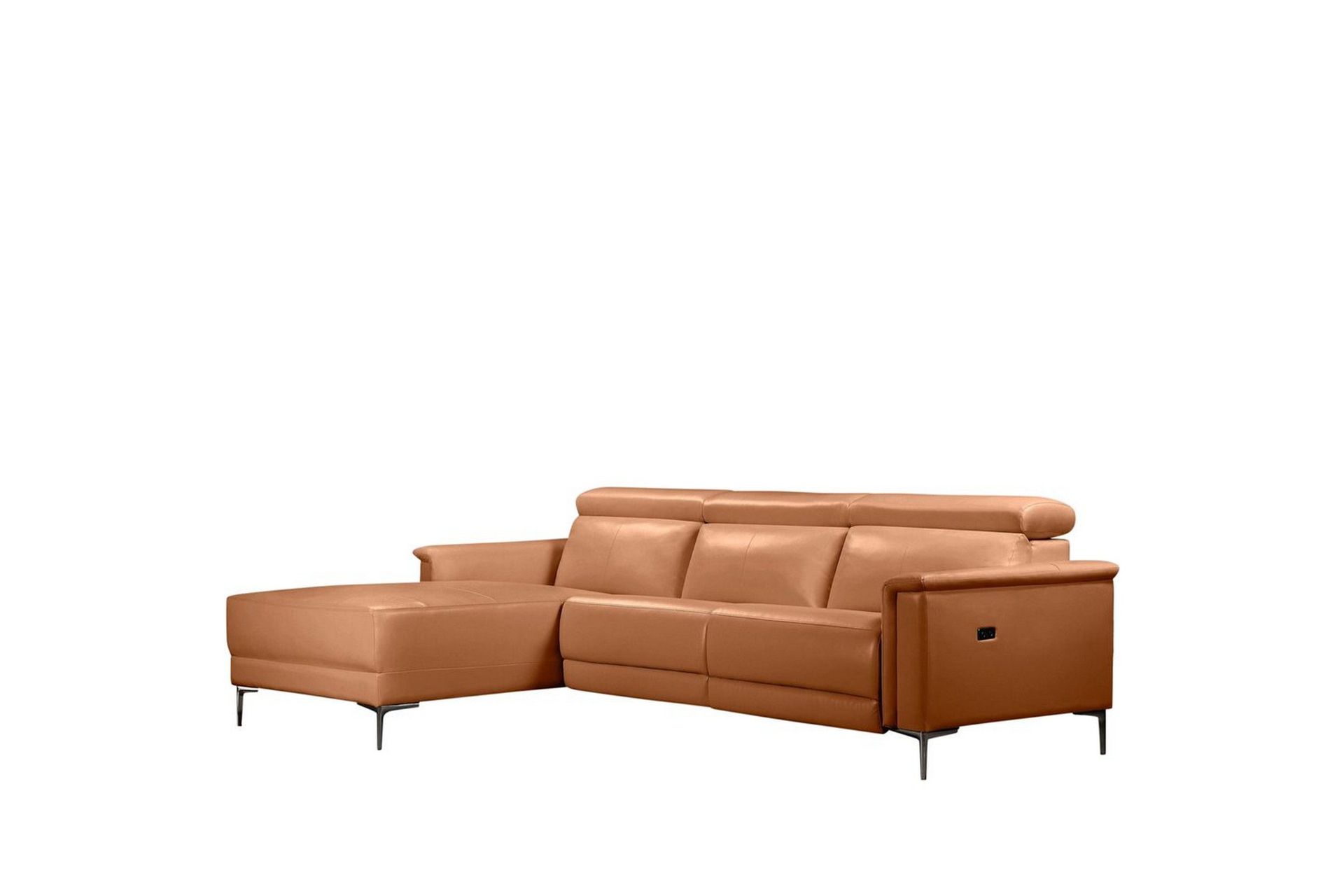 Reclinersoffa med h&ouml;rn Loft24 H&ouml;rnsoffa 3-sits Lund Brun V&auml;nster -