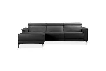 Reclinersoffa med hörn Loft24 Hörnsoffa 3-sits Lund Svart, PU, Vänster Manuell Fåtölj Svart Vänster - Möbler - Vardagsrum - Soffor - Reclinersoffor & Biosoffor