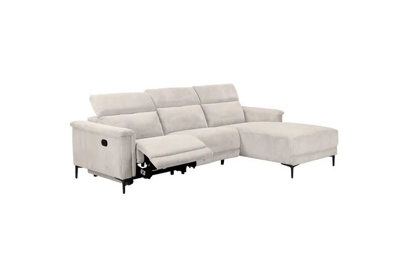 Reclinersoffa med hörn Loft24 Hörnsoffa 3-sits Lund Svart, PU, Vänster Manuell Fåtölj White 0 - Möbler - Vardagsrum - Soffor - Reclinersoffor & Biosoffor