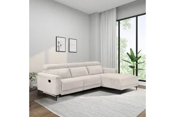 Reclinersoffa med hörn Loft24 Hörnsoffa 3-sits Lund Svart, PU, Vänster Manuell Fåtölj White 0 - Möbler - Vardagsrum - Soffor - Reclinersoffor & Biosoffor