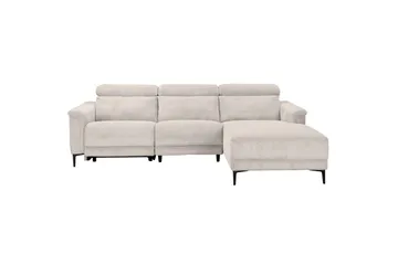 Reclinersoffa med hörn Loft24 Hörnsoffa 3-sits Lund Svart, PU, Vänster Manuell Fåtölj White 0