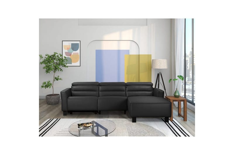 Reclinersoffa med hörn Loft24 Hörnsoffa Loft24 Carpari med elektrisk vilstol Black Right-faced Belfast fabric - Möbler - Vardagsrum - Soffor - Skinnsoffor