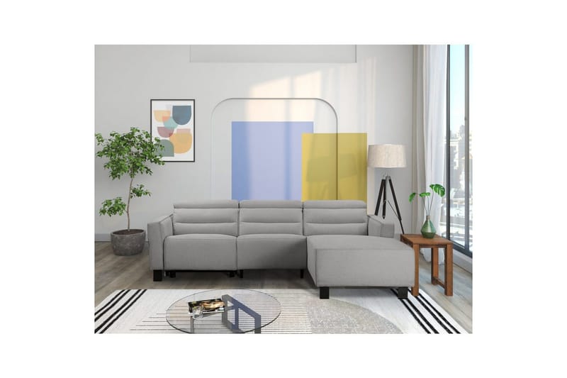 Reclinersoffa med hörn Loft24 Hörnsoffa Loft24 Carpari med manuell recliner Grey1 Right-faced Belfast fabric - Möbler - Vardagsrum - Soffor - Reclinersoffor & Biosoffor